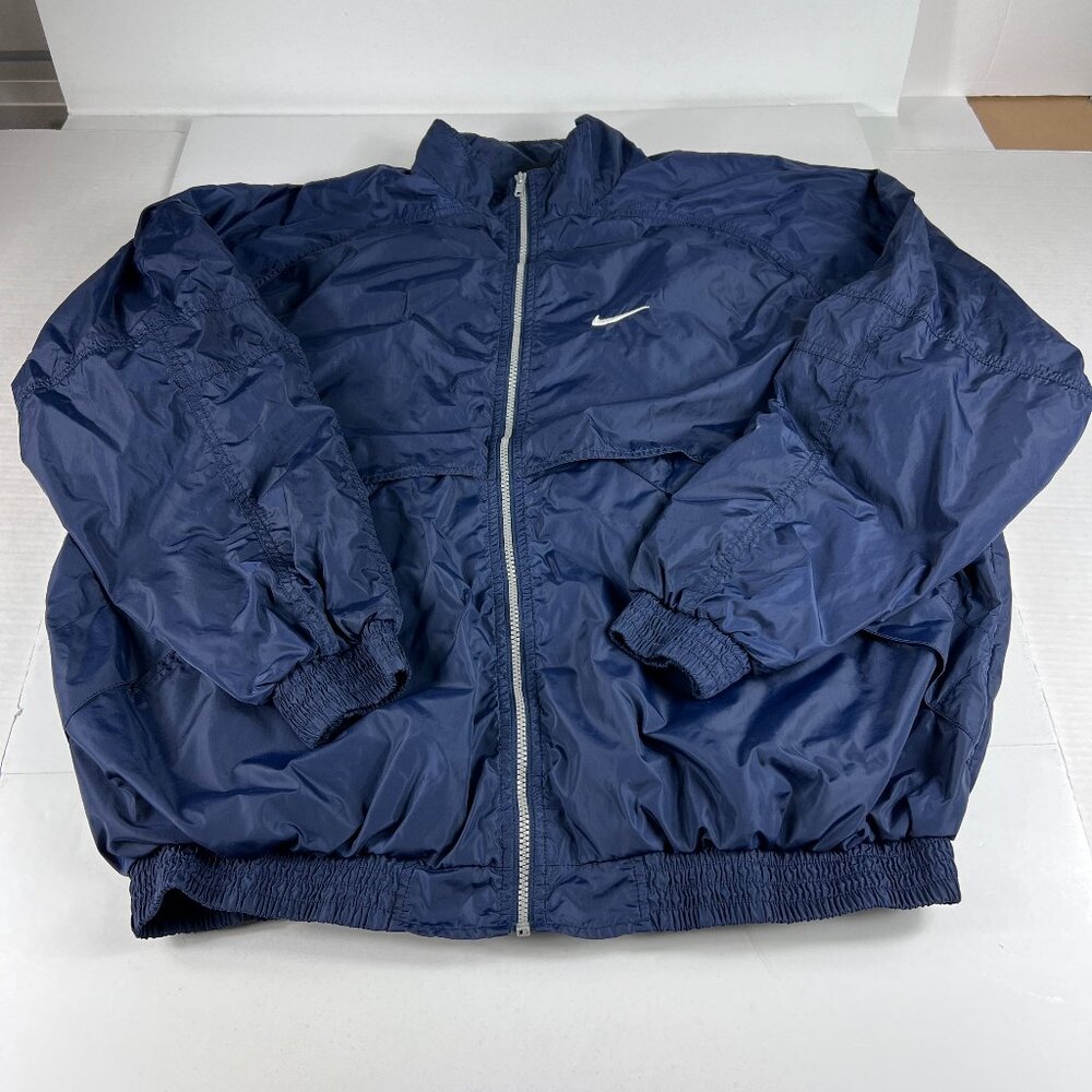 VTG 90s Nike Jacket Adult Extra Extra Large Tall Blue Logo Full Zip Windbreaker